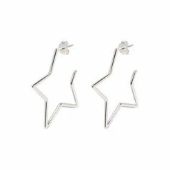 Oliver Bonas Silver Tone Star Outline Large Hoop Earrings -Default Template 2 unnamed file 608
