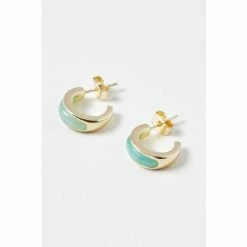 Oliver Bonas Blue Oriana Amazonite Inlay Hoop Earrings