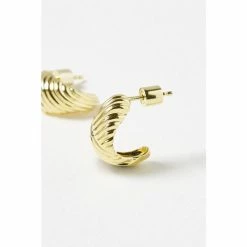 Oliver Bonas Kona Ribbed Texture Statement Gold Plated Hoop Earrings -Default Template 2 unnamed file 619
