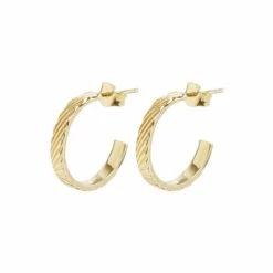 Oliver Bonas Aziza Engraved Lines Hoop Earrings