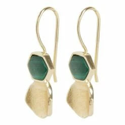 Oliver Bonas Maceo Hexagon Stone Drop Gold Plate Earrings -Default Template 2 unnamed file 63
