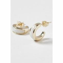 Oliver Bonas Oriana Mother Of Pearl Inlay White Hoop Earrings -Default Template 2 unnamed file 630