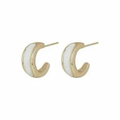 Oliver Bonas Oriana Mother Of Pearl Inlay White Hoop Earrings -Default Template 2 unnamed file 633