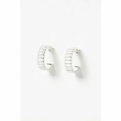 Oliver Bonas Aleena Ribbed Texture Statement Silver Plated Hoop Earrings -Default Template 2 unnamed file 636