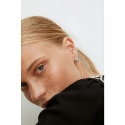 Oliver Bonas Aleena Ribbed Texture Statement Silver Plated Hoop Earrings -Default Template 2 unnamed file 639