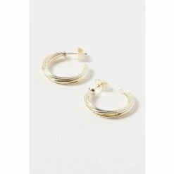 Oliver Bonas Gold Tone Frisco Chunky Twist Hoop Earrings