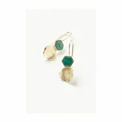 Oliver Bonas Maceo Hexagon Stone Drop Gold Plate Earrings -Default Template 2 unnamed file 65