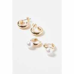 Oliver Bonas Gold Coloured Earrings Two Pack