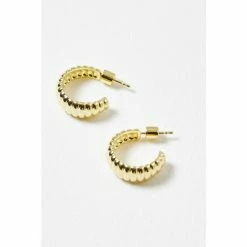 Oliver Bonas Lucia Twist Curve Engraved Gold Plated Hoop Earrings -Default Template 2 unnamed file 660
