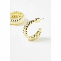 Oliver Bonas Lucia Twist Curve Engraved Gold Plated Hoop Earrings -Default Template 2 unnamed file 661