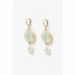 Oliver Bonas Natural Sadie Disc And Pearl Drop Huggie Hoop Earrings -Default Template 2 unnamed file 667