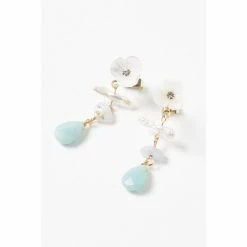 Oliver Bonas Natural Brea Flower Pearl And Stone Drop Stud Earrings -Default Template 2 unnamed file 682