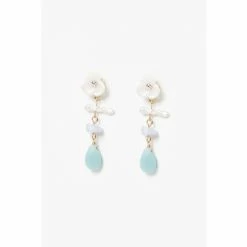 Oliver Bonas Natural Brea Flower Pearl And Stone Drop Stud Earrings -Default Template 2 unnamed file 683