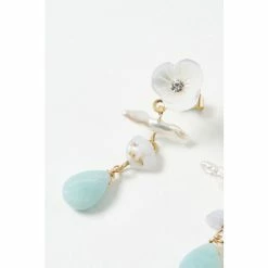 Oliver Bonas Natural Brea Flower Pearl And Stone Drop Stud Earrings -Default Template 2 unnamed file 684