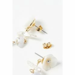Oliver Bonas Natural Brea Flower Pearl And Stone Drop Stud Earrings -Default Template 2 unnamed file 686