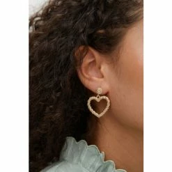 Oliver Bonas Senna Gold Coloured Twist Detail Heart Drop Earrings -Default Template 2 unnamed file 7
