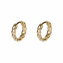 Oliver Bonas Gold Tone Cisco Twisted Huggie Earrings