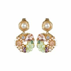 Oliver Bonas Natural Multi Cerelia Faux Pearl And Bead Embellished Drop Earrings
