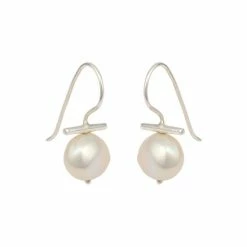 Oliver Bonas Almeta Pearl & Silver Tone Drop Earrings