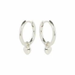 Oliver Bonas Silver Tone Heart Charm Huggie Earrings -Default Template 2 unnamed file 775