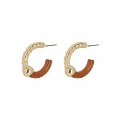 Oliver Bonas Natural Delmare Gold Twist And Resin Hoop Earrings