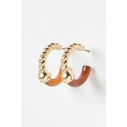 Oliver Bonas Natural Delmare Gold Twist And Resin Hoop Earrings -Default Template 2 unnamed file 791