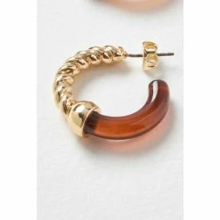 Oliver Bonas Natural Delmare Gold Twist And Resin Hoop Earrings -Default Template 2 unnamed file 792
