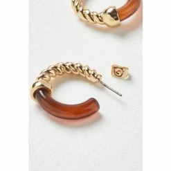 Oliver Bonas Natural Delmare Gold Twist And Resin Hoop Earrings -Default Template 2 unnamed file 793