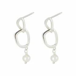 Oliver Bonas Silver Caspian Linked Shape Silver Tone Drop Earrings -Default Template 2 unnamed file 818