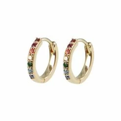Oliver Bonas Rainbow Stone Inlay Gold Plated Brass Huggie Earrings -Default Template 2 unnamed file 841