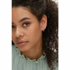 Oliver Bonas Gold Plated Grace Bamboo Huggie Earrings