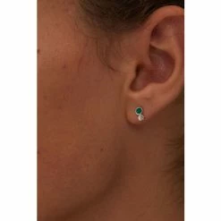 Oliver Bonas Briar Disc And Green Malachite Inlay Dot Sterling Silver Earrings -Default Template 2 unnamed file 847