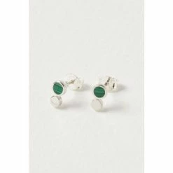Oliver Bonas Briar Disc And Green Malachite Inlay Dot Sterling Silver Earrings -Default Template 2 unnamed file 848