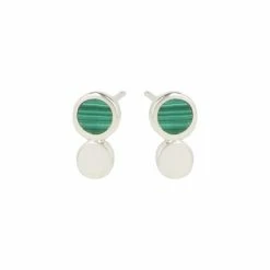 Oliver Bonas Briar Disc And Green Malachite Inlay Dot Sterling Silver Earrings -Default Template 2 unnamed file 850
