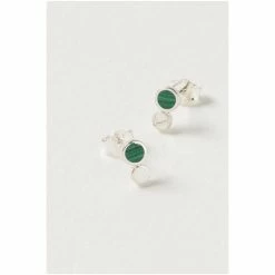 Oliver Bonas Briar Disc And Green Malachite Inlay Dot Sterling Silver Earrings -Default Template 2 unnamed file 851