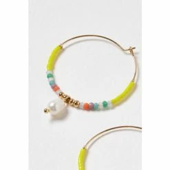 Oliver Bonas Yellow Skyla Seed Bead And Pearl Drop Hoop Earrings -Default Template 2 unnamed file 857