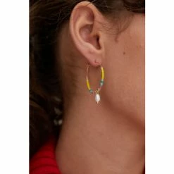 Oliver Bonas Yellow Skyla Seed Bead And Pearl Drop Hoop Earrings -Default Template 2 unnamed file 860