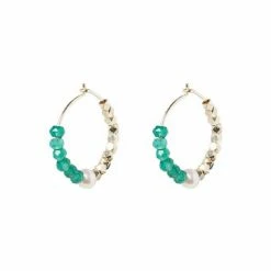 Oliver Bonas Green Geila Beaded Wire Pearl Gold Plated Hoop Earrings -Default Template 2 unnamed file 880