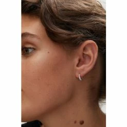 Oliver Bonas Silver Tone Omaira Half Engraved Round Hoop Earrings -Default Template 2 unnamed file 891