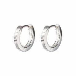 Oliver Bonas Silver Tone Omaira Half Engraved Round Hoop Earrings -Default Template 2 unnamed file 892