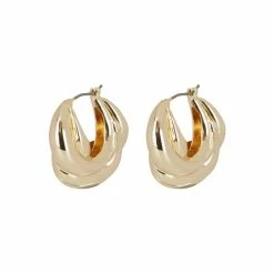 Oliver Bonas Gold Maya Chunky Plaited Huggie Earrings