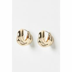 Oliver Bonas Gold Maya Chunky Plaited Huggie Earrings -Default Template 2 unnamed file 895