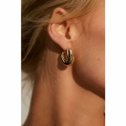 Oliver Bonas Gold Maya Chunky Plaited Huggie Earrings -Default Template 2 unnamed file 898