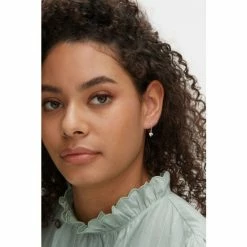 Oliver Bonas Silver Tone Grazia Machine Engraved Heart Charm Drop Hoop Earrings -Default Template 2 unnamed file 904