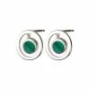 Oliver Bonas Green Clancy Circle Stone Drop Silver Stud Earrings -Default Template 2 unnamed file 907