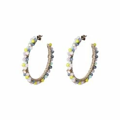 Oliver Bonas Natural Malie Beaded Hoop Earrings