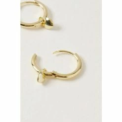 Oliver Bonas Gold Plated Brass Heart Charm Huggie Earrings -Default Template 2 unnamed file 941