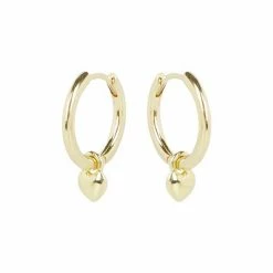 Oliver Bonas Gold Plated Brass Heart Charm Huggie Earrings -Default Template 2 unnamed file 944