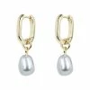 Oliver Bonas Grey Hama Pearl Drop Gold Plated Huggie Earrings -Default Template 2 unnamed file 945