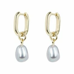 Oliver Bonas Grey Hama Pearl Drop Gold Plated Huggie Earrings -Default Template 2 unnamed file 950